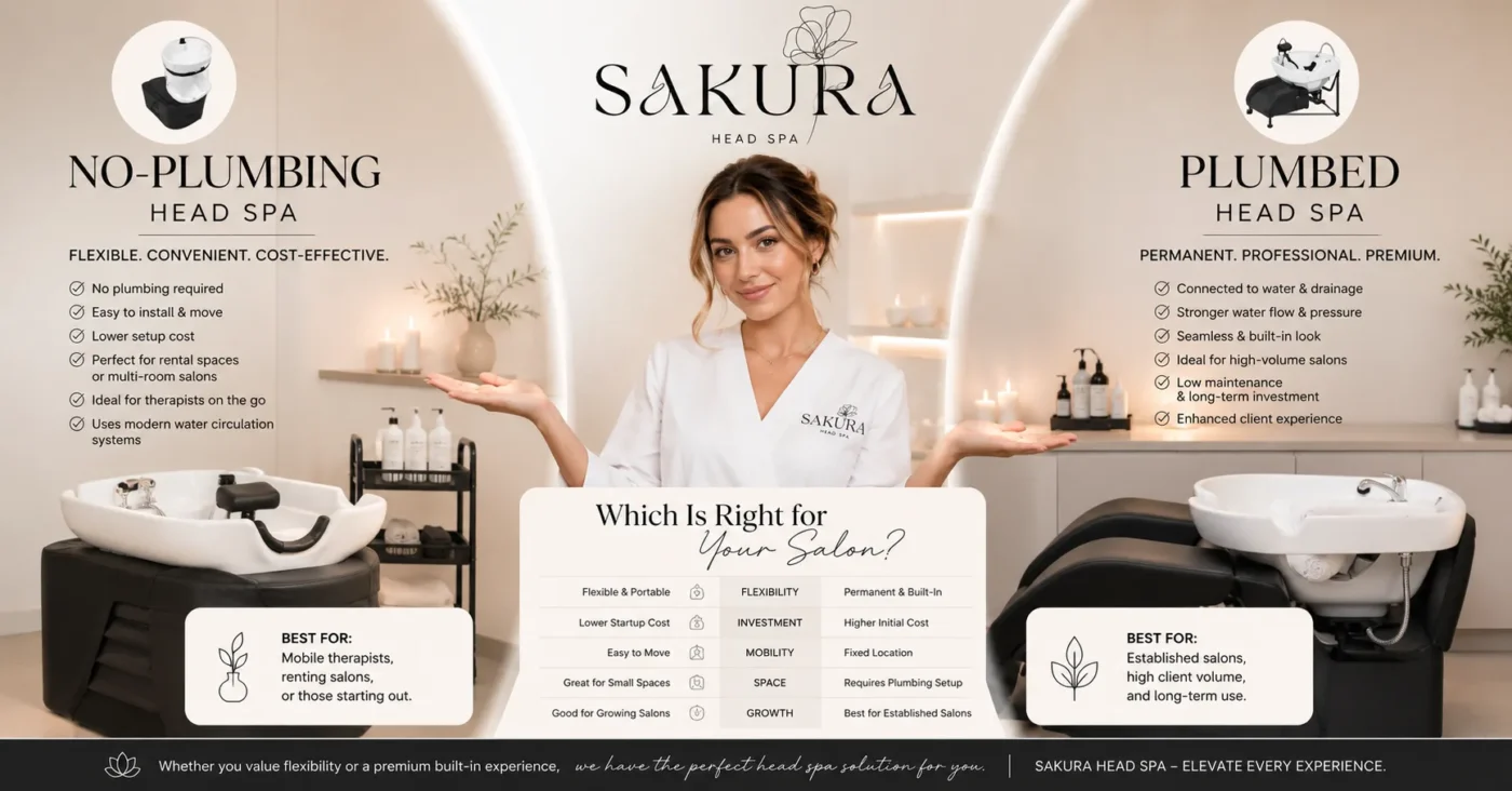 No-Plumbing Head Spa vs Plumbed Head Spa